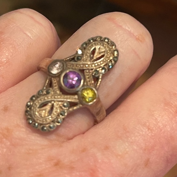 Lovely oval Marcasite gemstone sterling ring - Picture 7 of 9